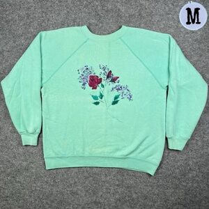Vintage Distressed 80’s Floral Hand Painted Crewneck Sweatshirt